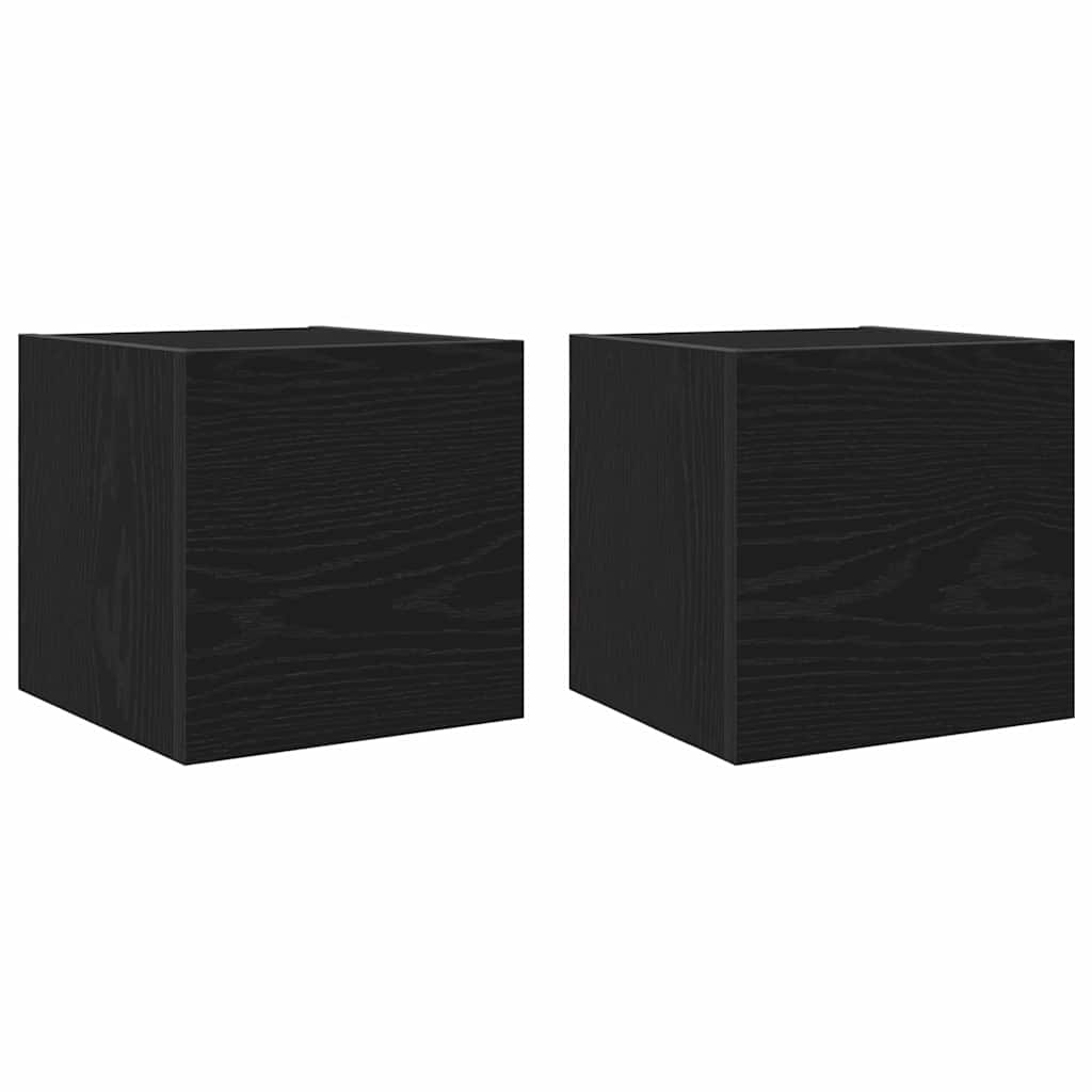 Wall Mounted TV Cabinet 2 pcs Black Oak 30.5 x 30 x 30 cm