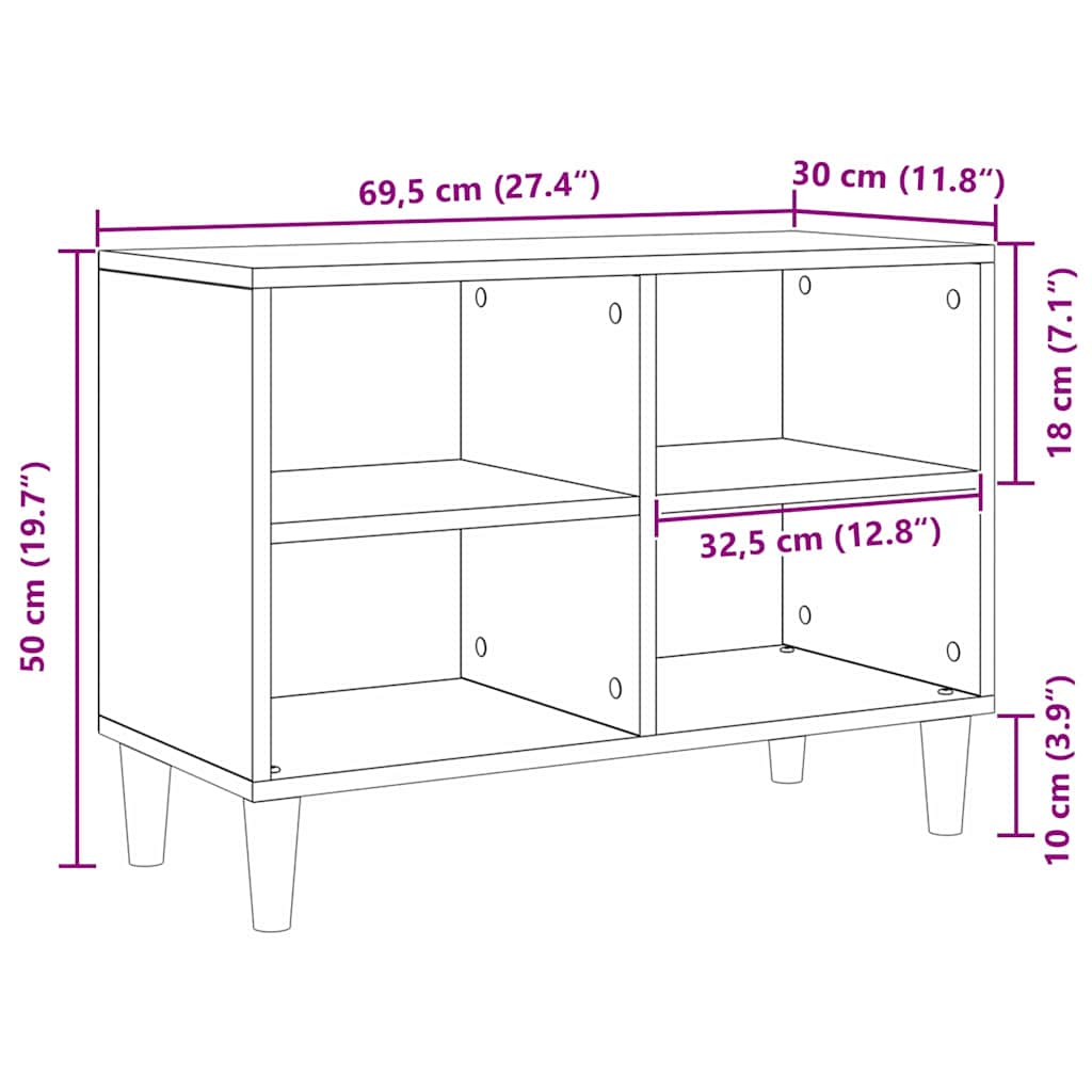 TV Cabinet 69.5 x 30 x 50 cm Black Oak Engineered Wood