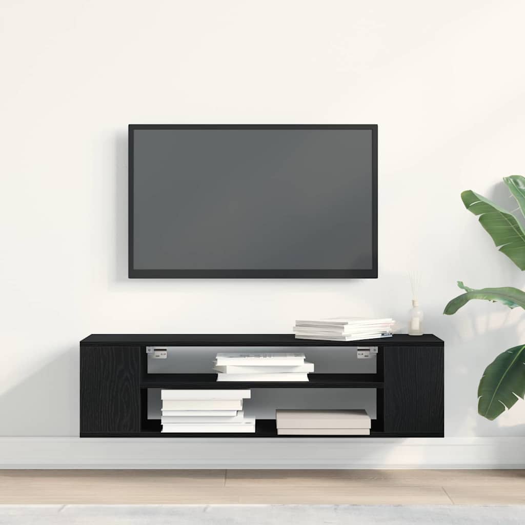 TV Cabinet 100 x 30 x 26.5 cm Black Oak Engineered Wood