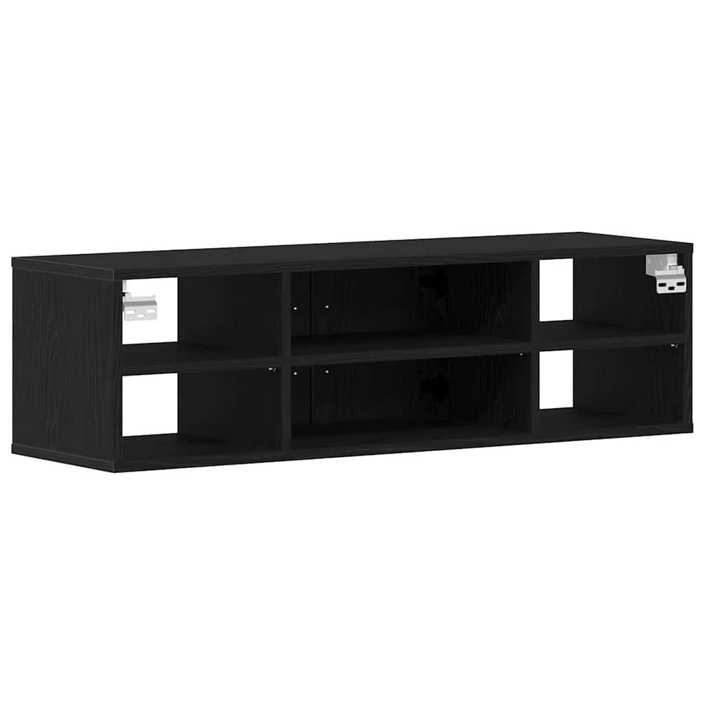 Wall Shelf with Door Black Oak 102 x 30 x 29 cm Engineered Wood