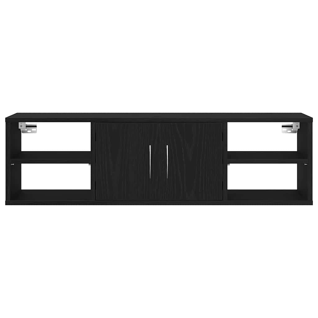 Wall Shelf with Door Black Oak 102 x 30 x 29 cm Engineered Wood