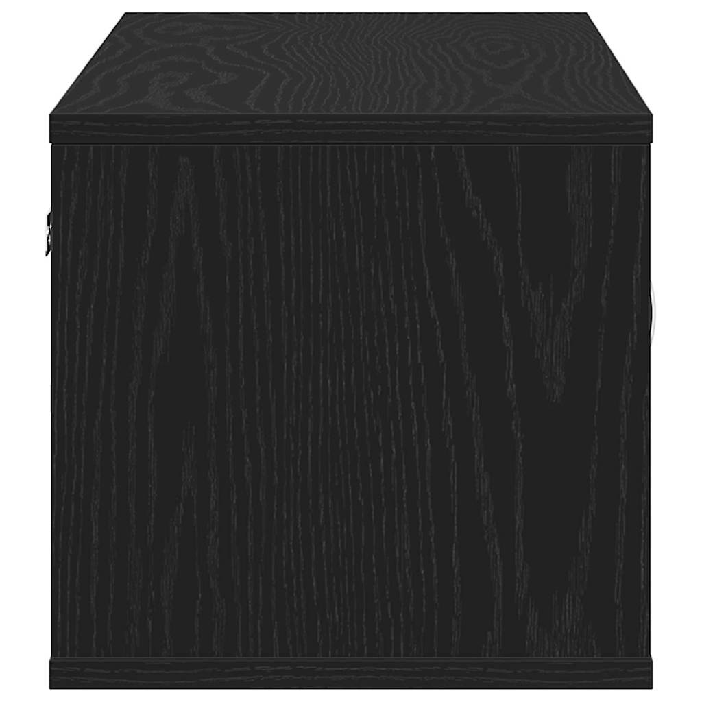 Wall Shelf with Door Black Oak 102 x 30 x 29 cm Engineered Wood