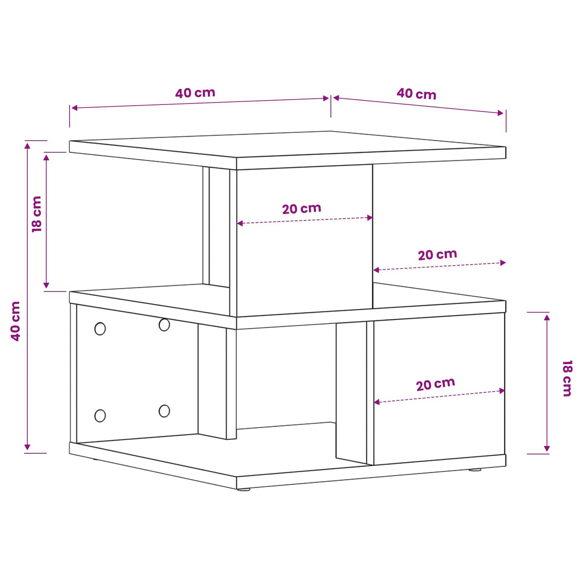 Side Table Artisan Oak 40 x 40 x 40 cm Engineered Wood