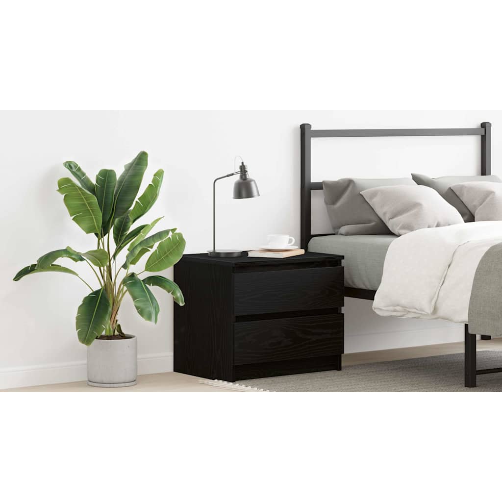 Bedside Cabinet Black Oak 50 x 40 x 43.5 cm Engineered Wood
