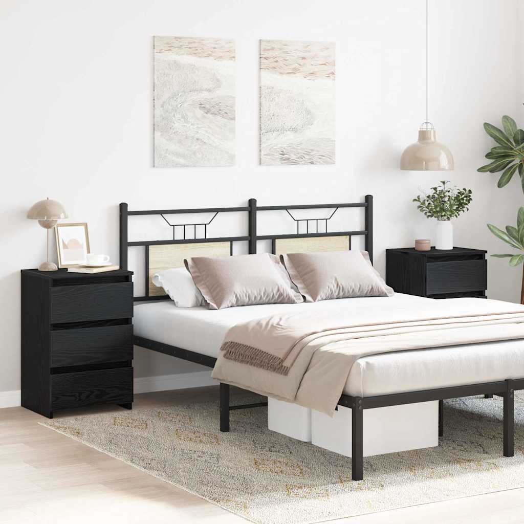 Bedside Cabinet with Drawer 2 pcs Black Oak 40 x 35 x 62.5 cm