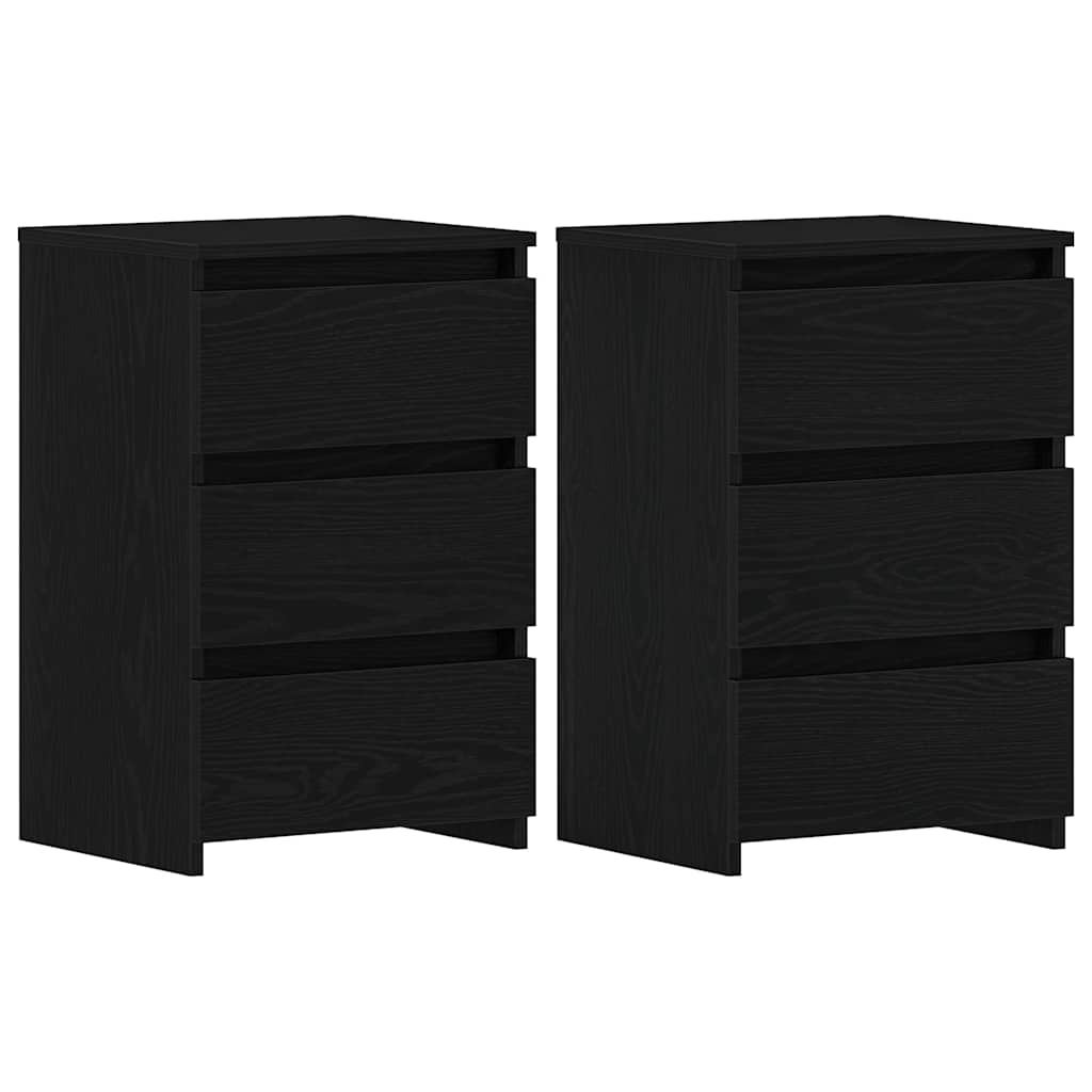 Bedside Cabinet with Drawer 2 pcs Black Oak 40 x 35 x 62.5 cm