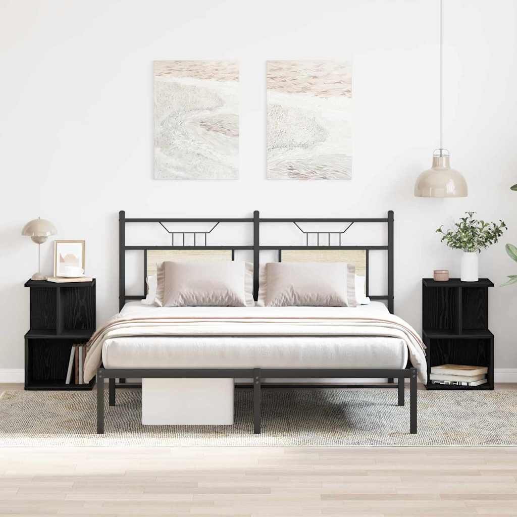 Bedside Cabinet 2 pcs Black Oak 35 x 35 x 55 cm Engineered Wood