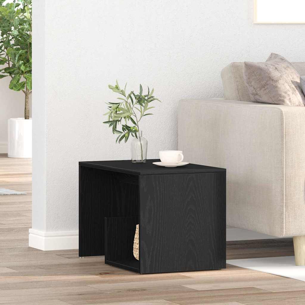Side Table Black Oak 59 x 36 x 38 cm Engineered Wood