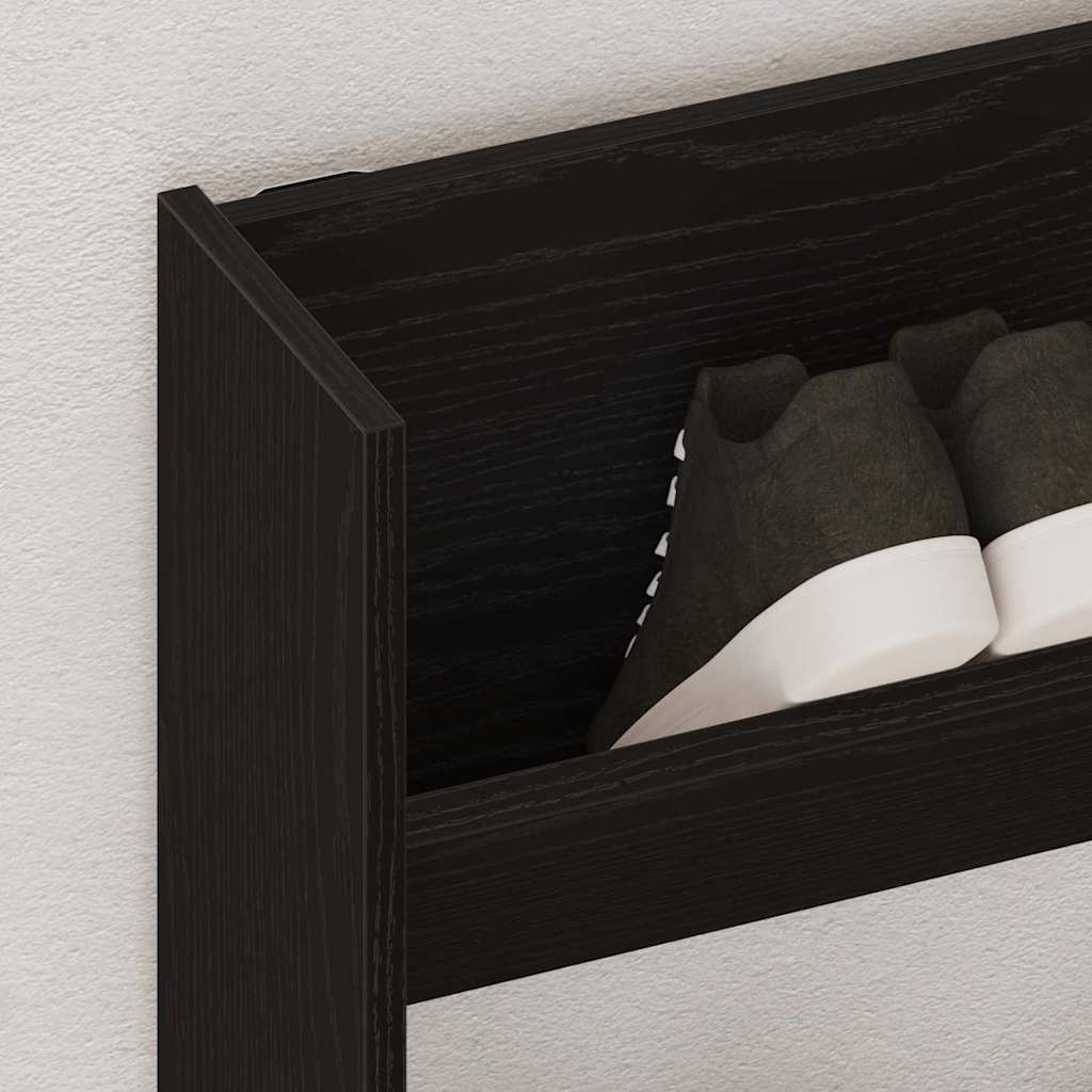 Shoe Cabinet Black Oak 80 x 18 x 90 cm Engineered Wood