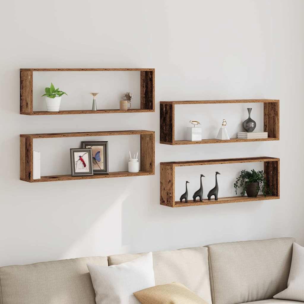 Wall Shelves 4 pcs Old Wood 80 x 15 x 26 cm Engineered Wood