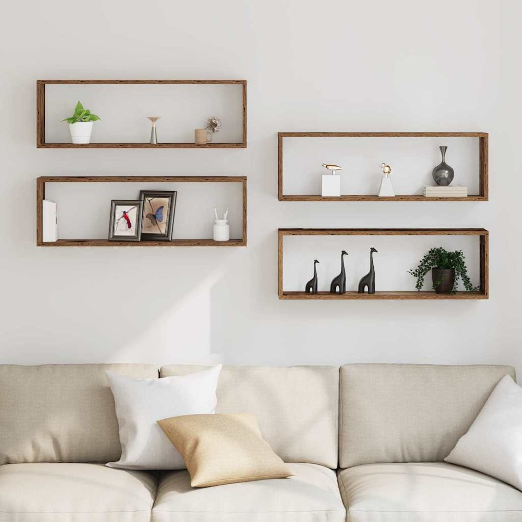 Wall Shelves 4 pcs Old Wood 80 x 15 x 26 cm Engineered Wood