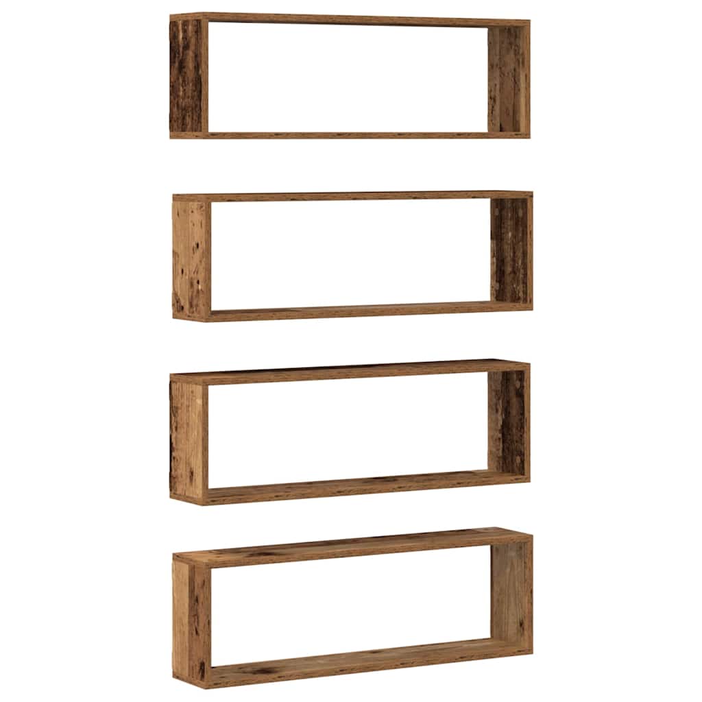 Wall Shelves 4 pcs Old Wood 80 x 15 x 26 cm Engineered Wood