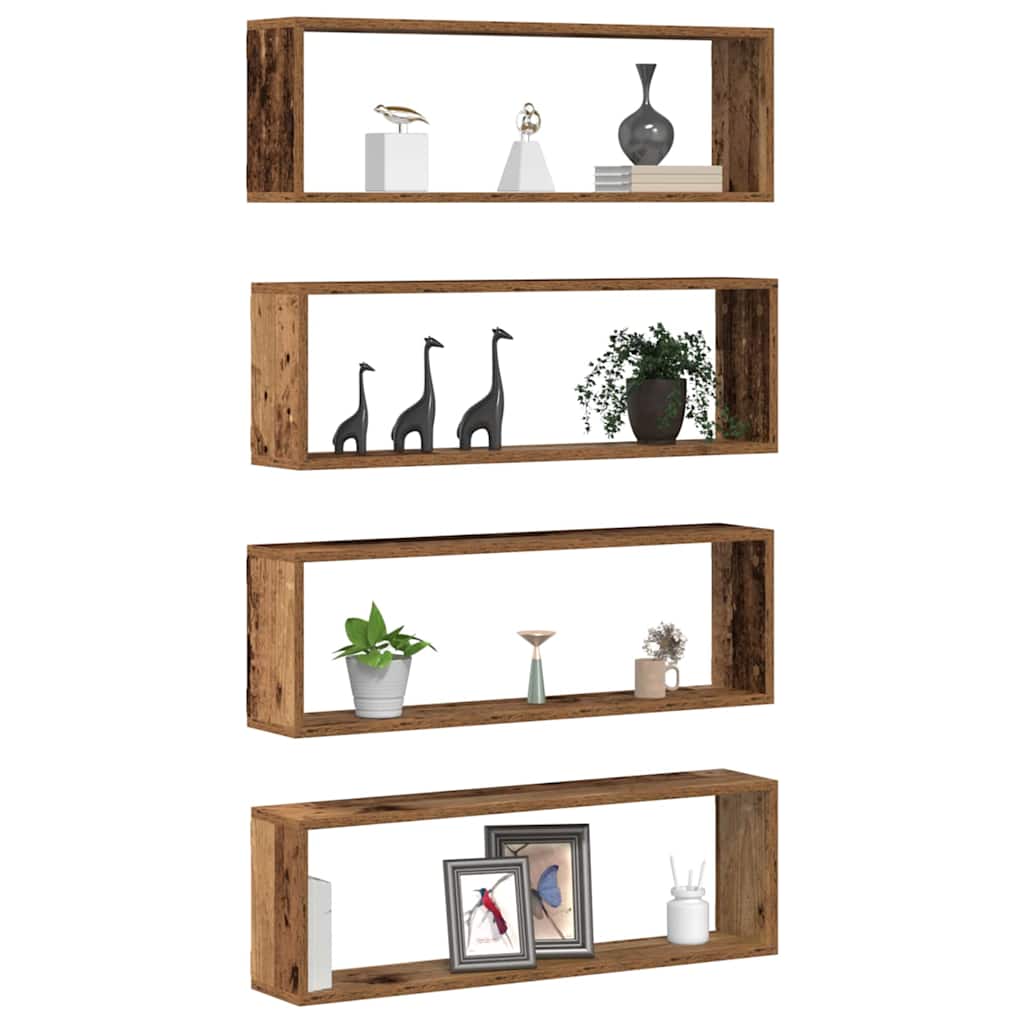 Wall Shelves 4 pcs Old Wood 80 x 15 x 26 cm Engineered Wood