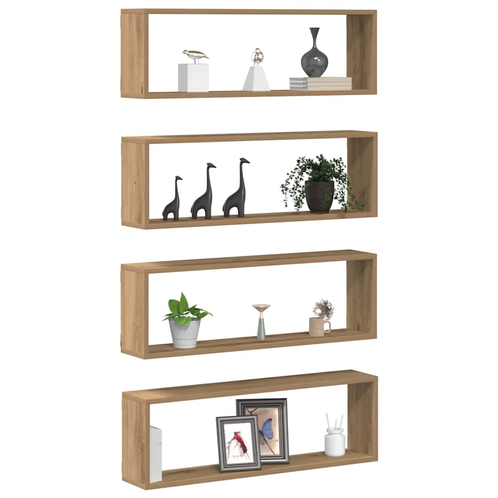 Wall Shelves 4 pcs Artisian Oak 80 x 15 x 26 cm Engineered Wood