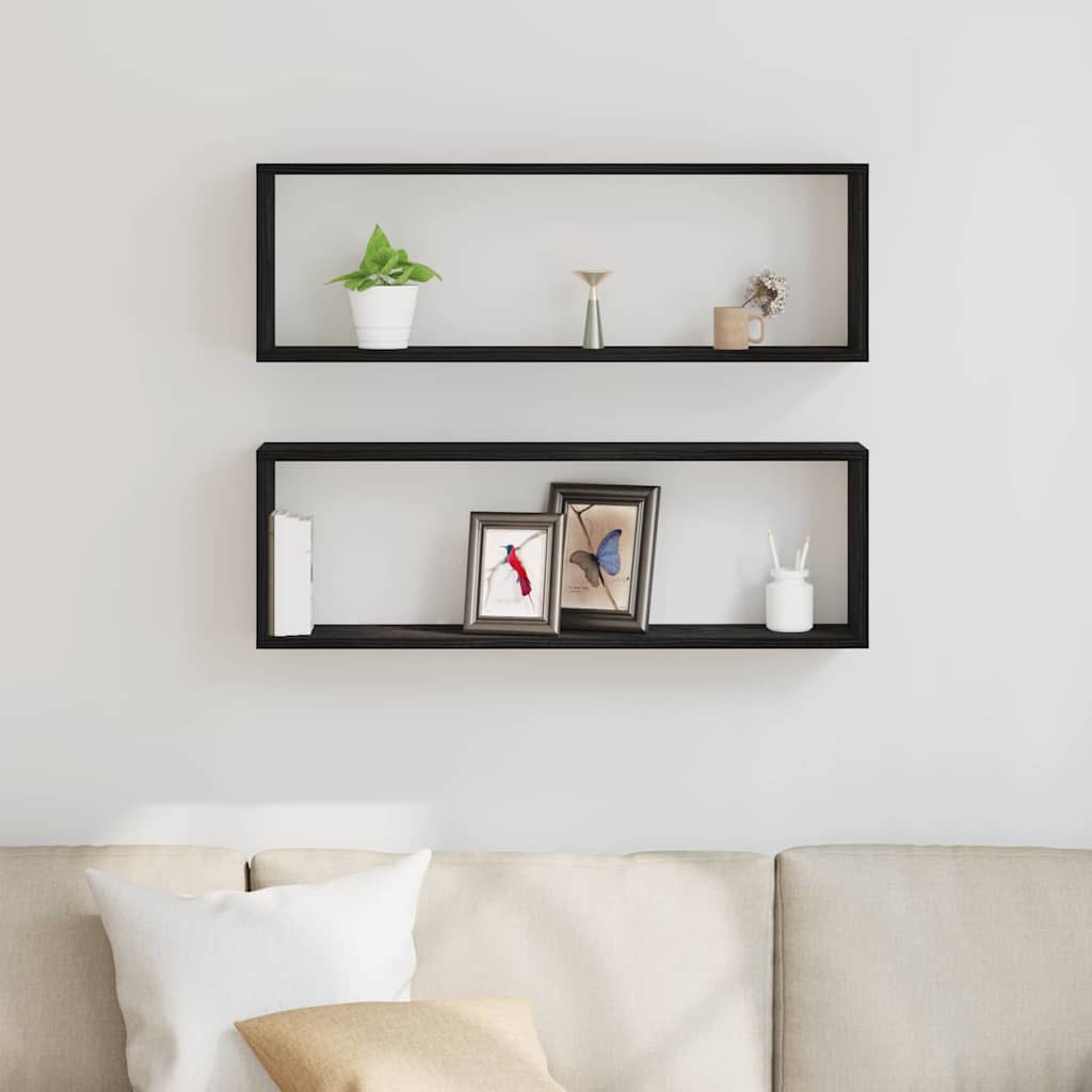 Wall Shelves 2 pcs Black Oak 80 x 15 x 26 cm Engineered Wood