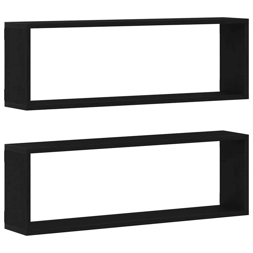 Wall Shelves 2 pcs Black Oak 80 x 15 x 26 cm Engineered Wood