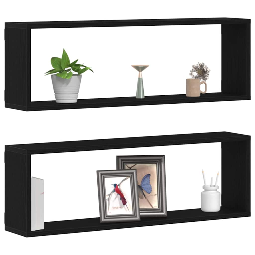 Wall Shelves 2 pcs Black Oak 80 x 15 x 26 cm Engineered Wood