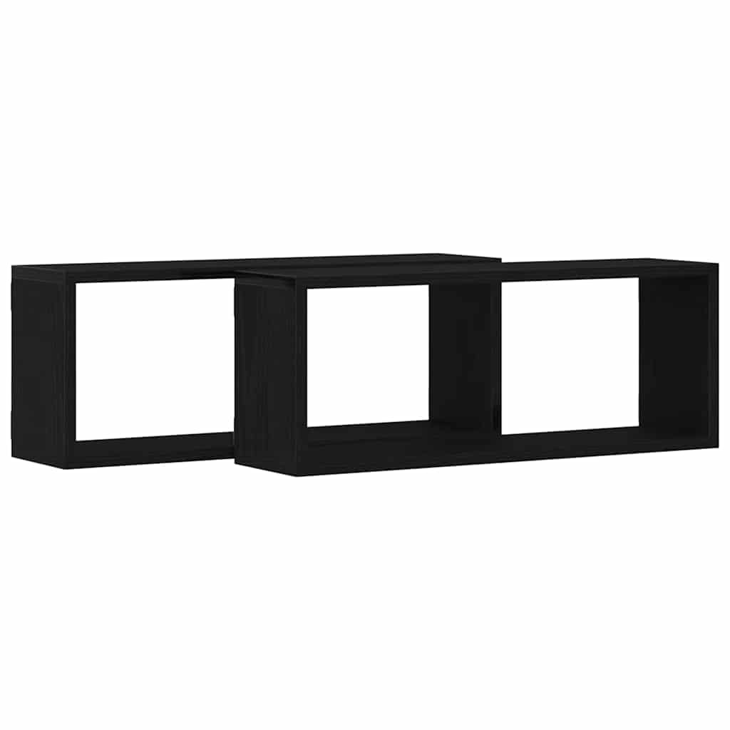 Wall Shelves 2 pcs Black Oak 60 x 15 x 23 cm Engineered Wood