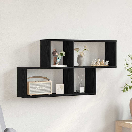 Wall Shelf with Shelf Black Oak 76 x 15 x 53 cm Engineered Wood
