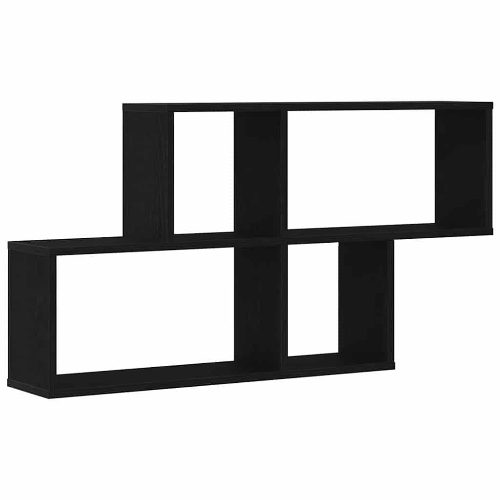 Wall Shelf with Shelf Black Oak 76 x 15 x 53 cm Engineered Wood