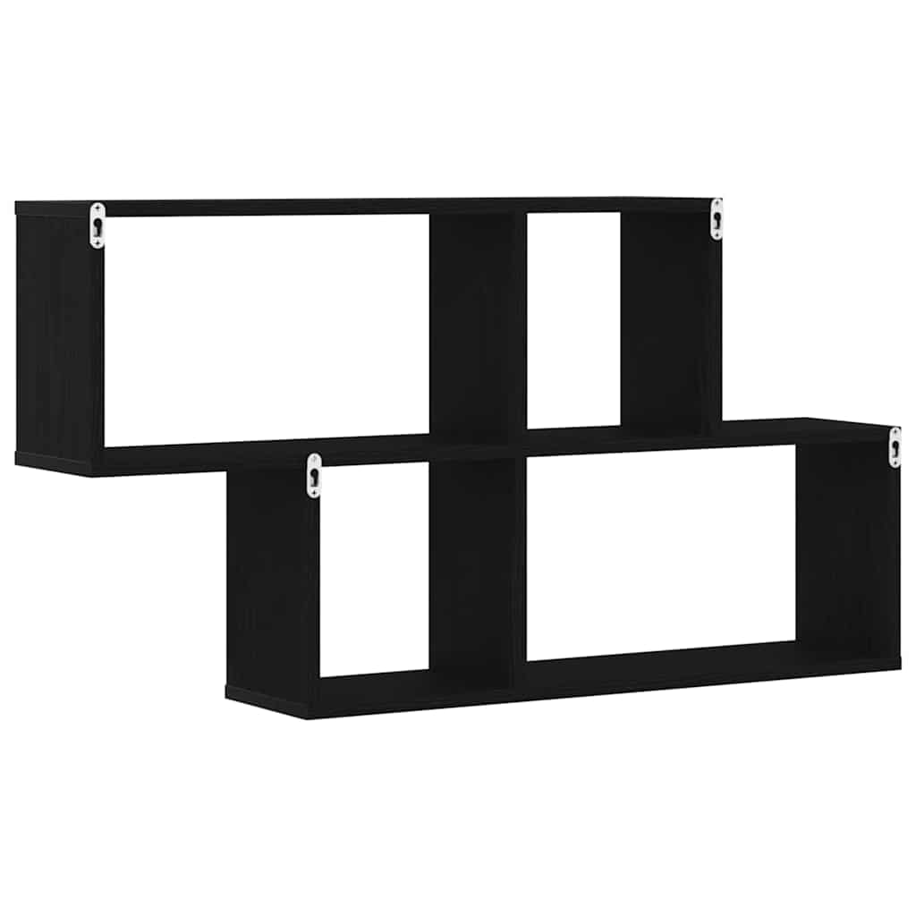 Wall Shelf with Shelf Black Oak 76 x 15 x 53 cm Engineered Wood