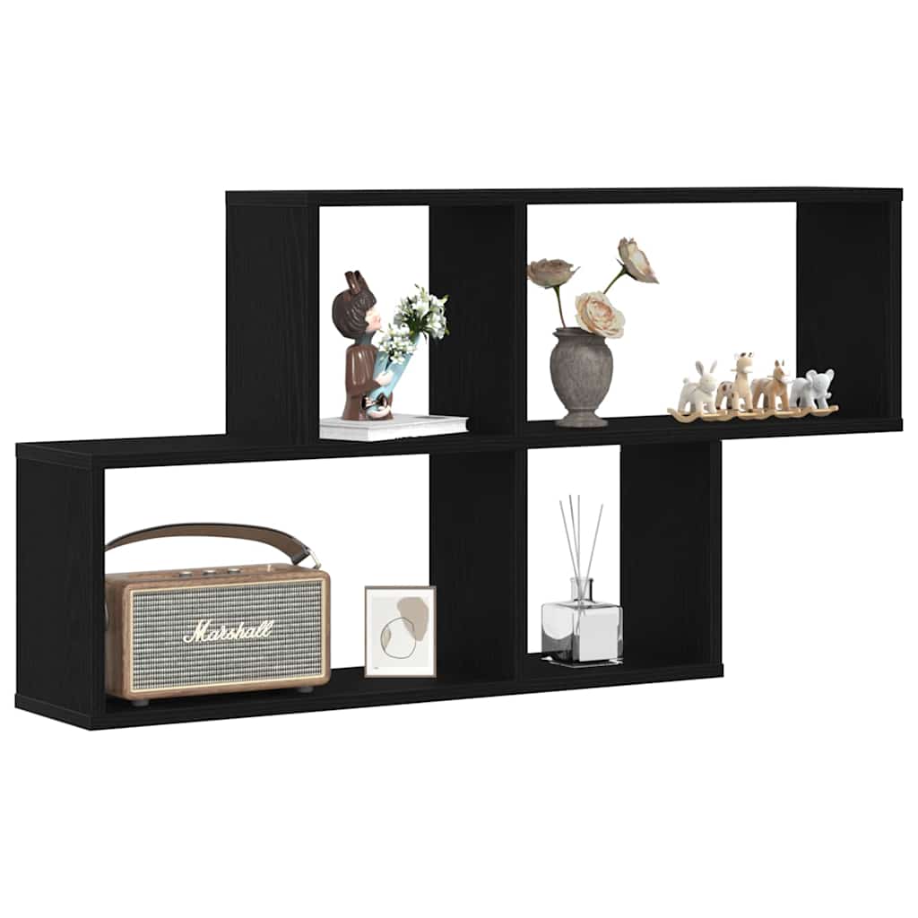 Wall Shelf with Shelf Black Oak 76 x 15 x 53 cm Engineered Wood