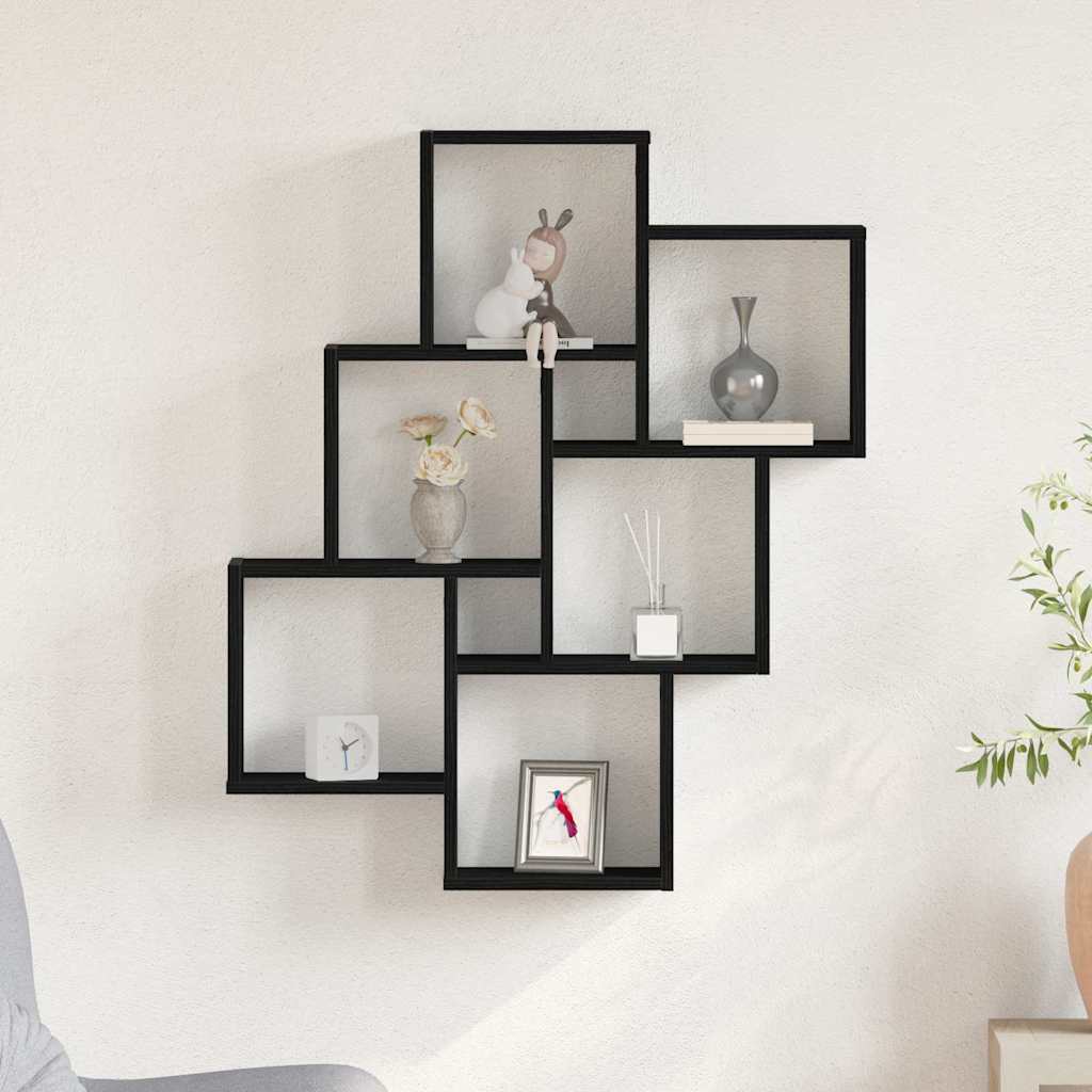 Wall Shelf with Shelf Black Oak 78 x 15 x 93 cm Engineered Wood
