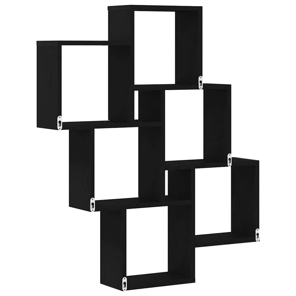 Wall Shelf with Shelf Black Oak 78 x 15 x 93 cm Engineered Wood