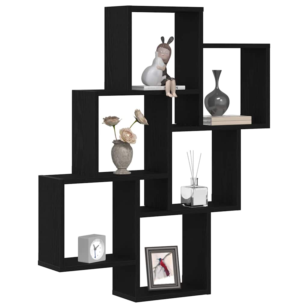 Wall Shelf with Shelf Black Oak 78 x 15 x 93 cm Engineered Wood