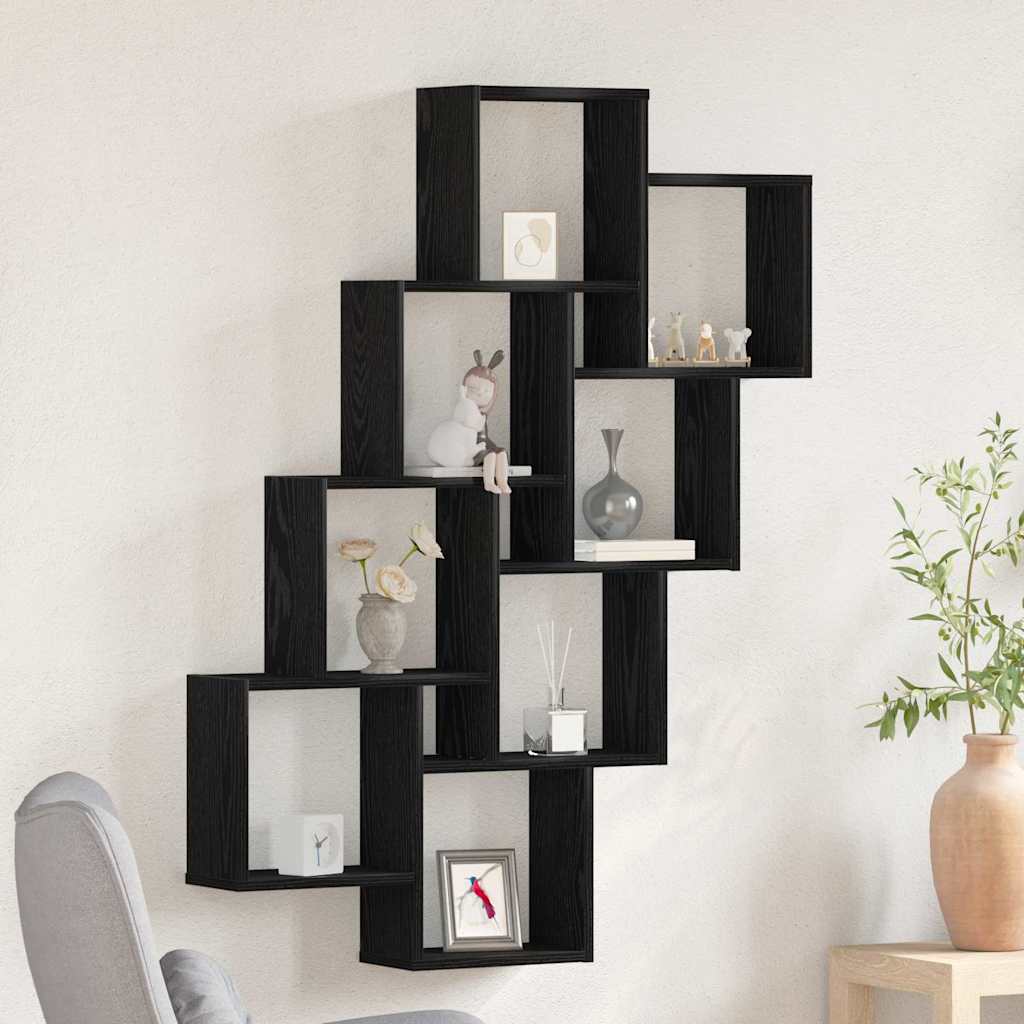 Wall Shelf Black Oak 90 x 15 x 119.5 cm Engineered Wood