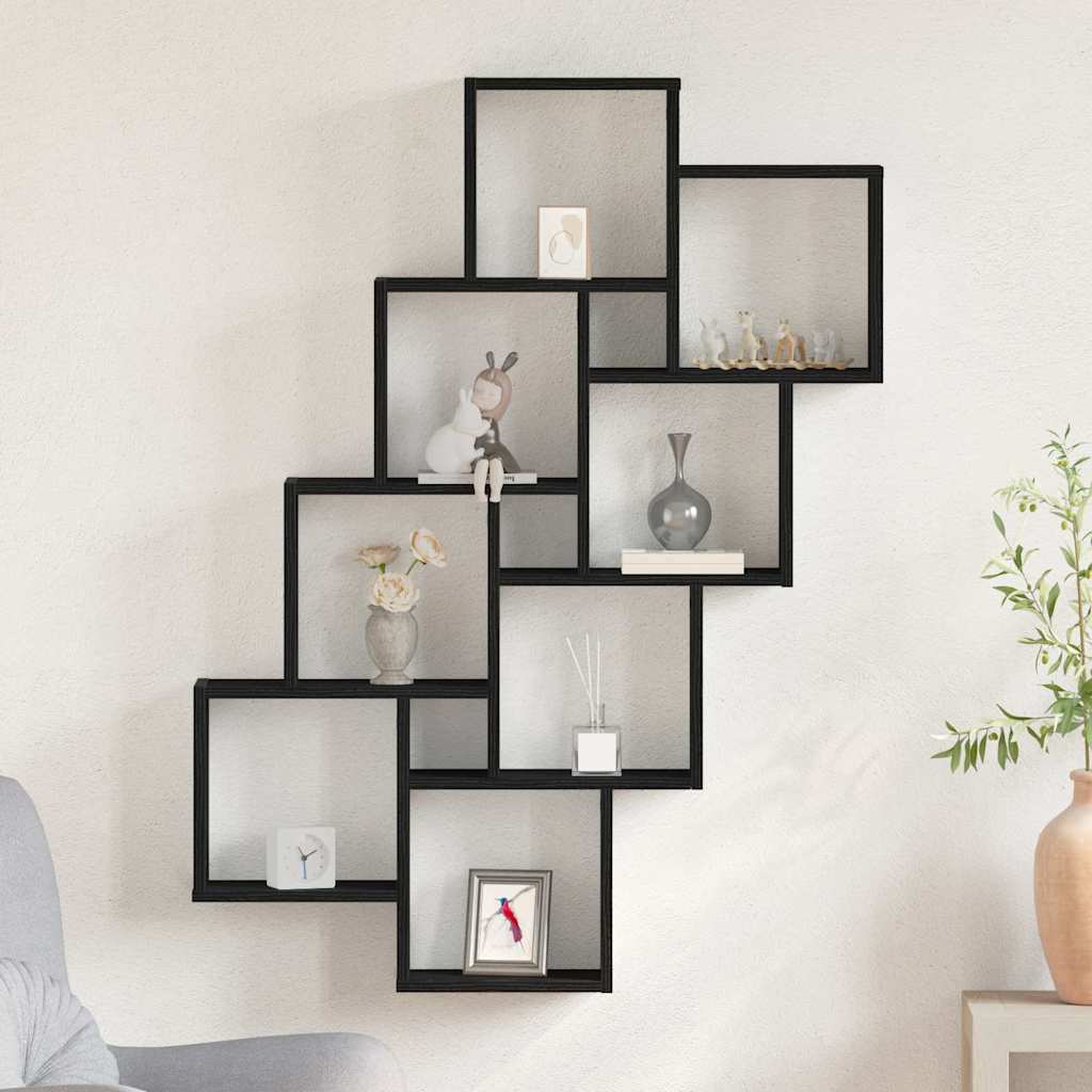 Wall Shelf Wall-Mounted Black Oak 90 x 15 x 119.5 cm