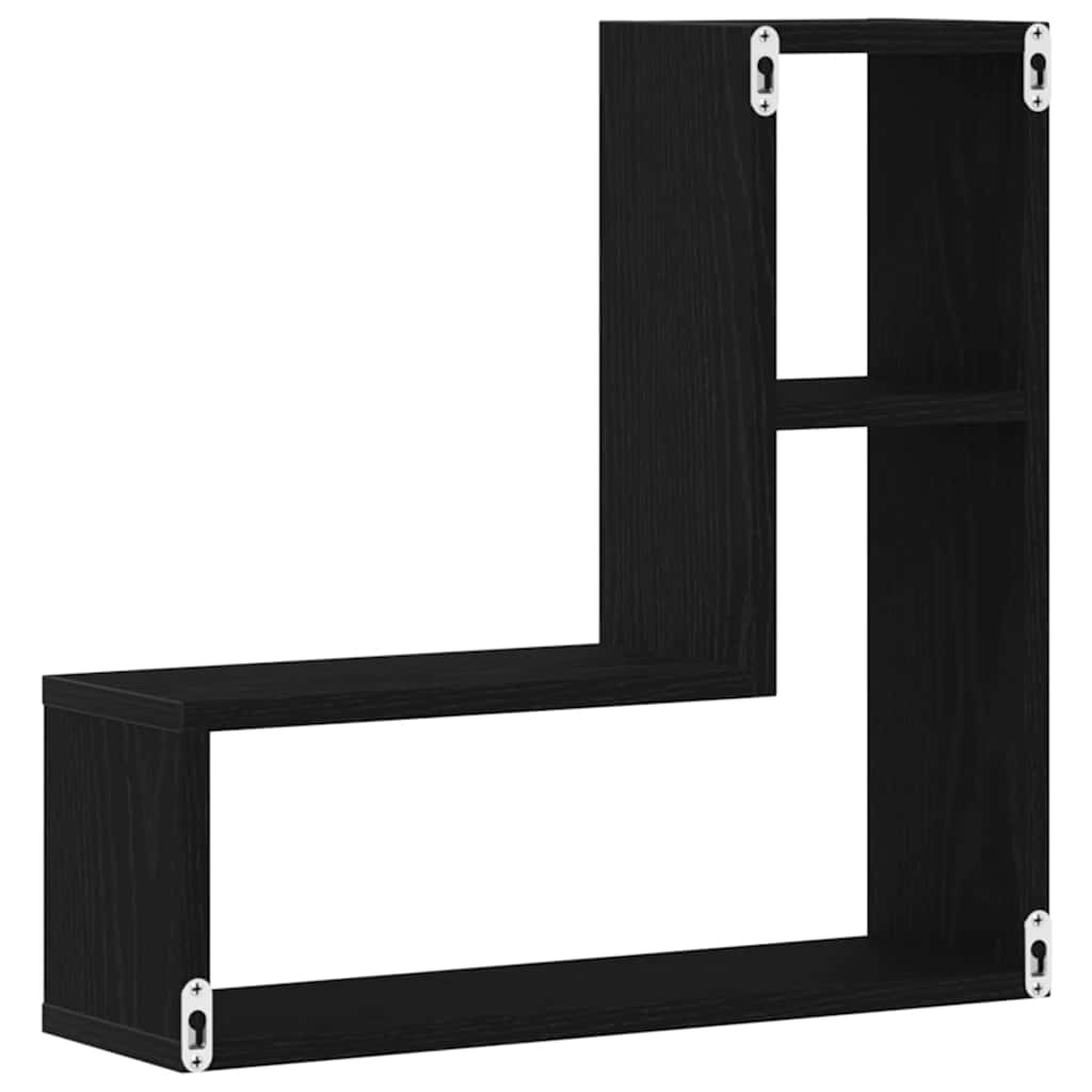 Wall Shelf 2 pcs Black Oak 50 x 15 x 85 cm Engineered Wood