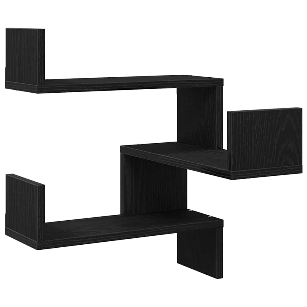 Wall Shelf 2 pcs Black Oak 40 x 40 x 49.5 cm Engineered Wood