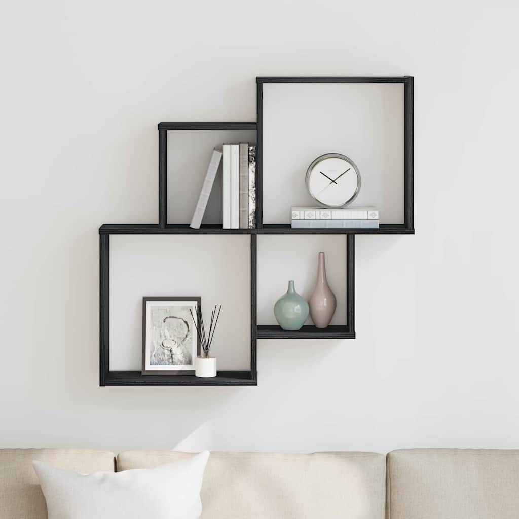 Wall Shelf Black Oak 80 x 15 x 78.5 cm Engineered Wood