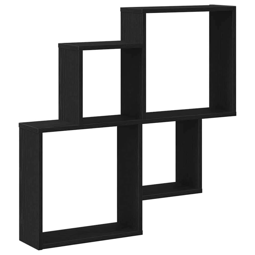 Wall Shelf Black Oak 80 x 15 x 78.5 cm Engineered Wood