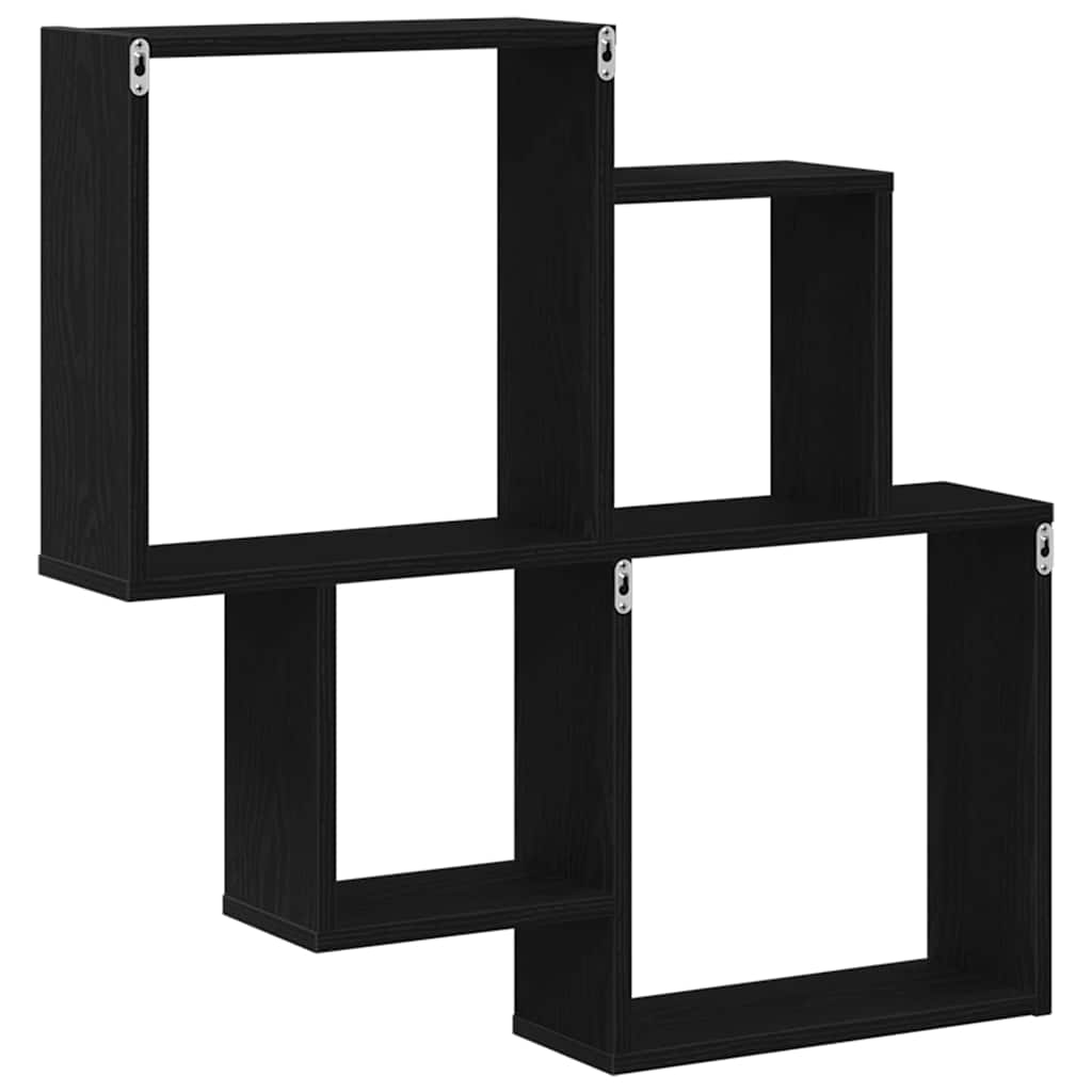 Wall Shelf Black Oak 80 x 15 x 78.5 cm Engineered Wood