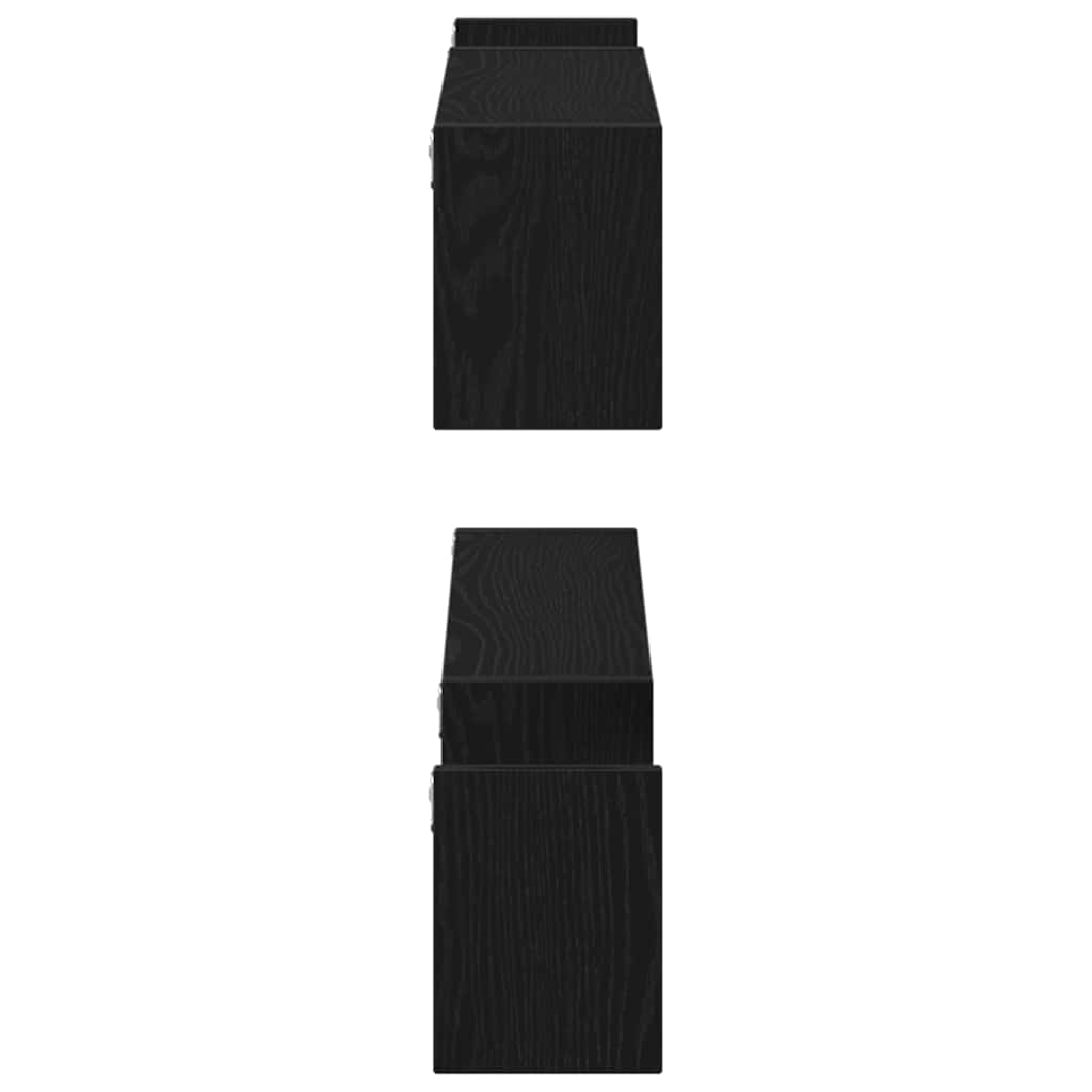 Wall Shelf Wall-Mounted 2 pcs Black Oak 100 x 15 x 20 cm