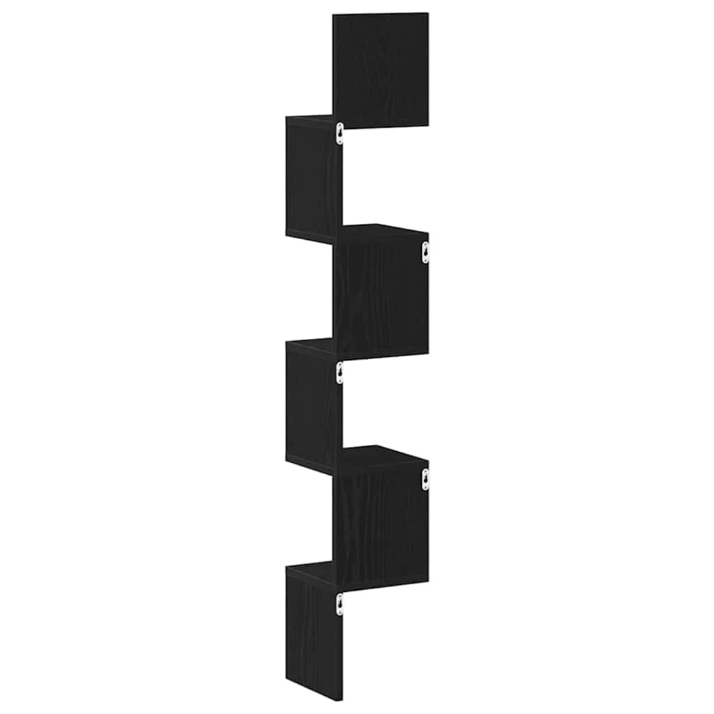 Corner Shelf Wall-Mounted Black Oak 20 x 20 x 127.5 cm