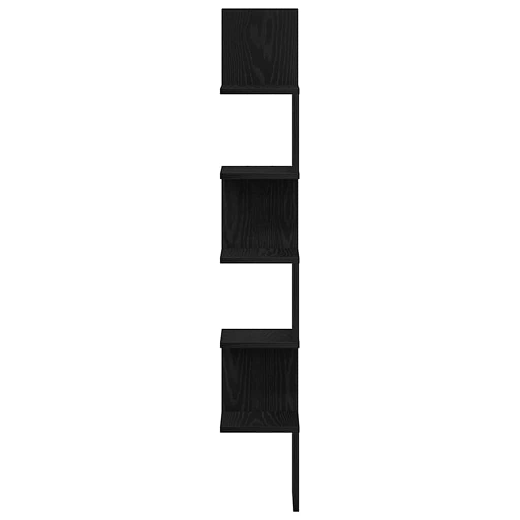 Corner Shelf Wall-Mounted Black Oak 20 x 20 x 127.5 cm