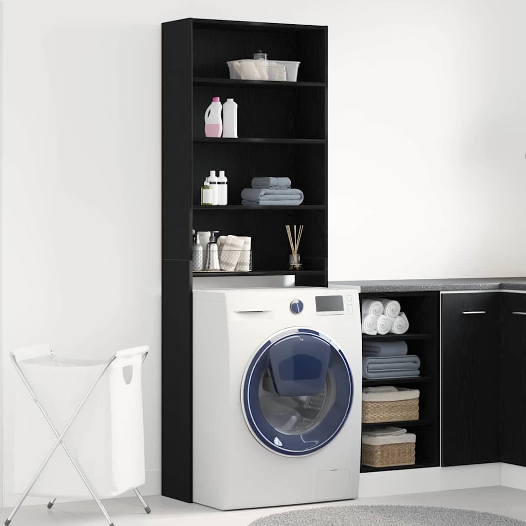 vidaXL Washing Machine Cabinet Black Oak 64 x 24 x 190 cm