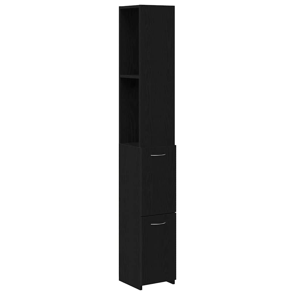 Bathroom Cabinet Black Oak 25 x 25 x 170 cm Engineered Wood