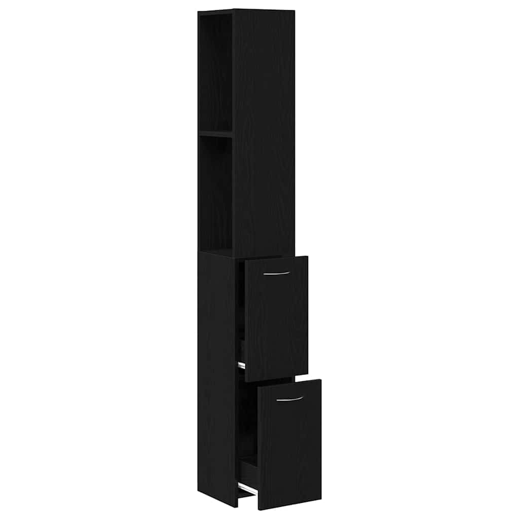 Bathroom Cabinet Black Oak 25 x 25 x 170 cm Engineered Wood