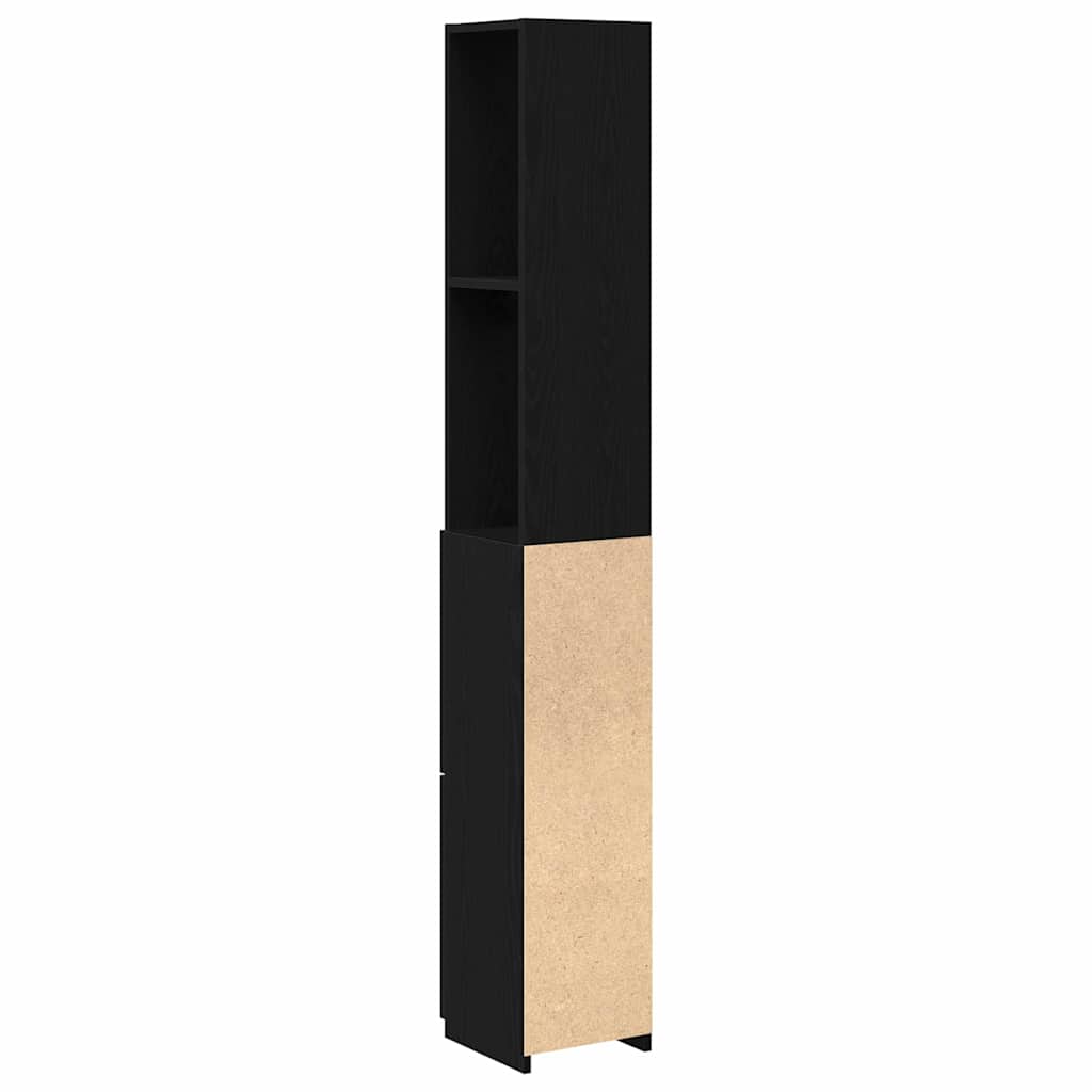 Bathroom Cabinet Black Oak 25 x 25 x 170 cm Engineered Wood