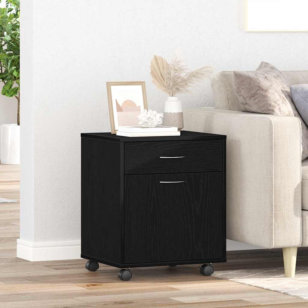 Rolling Cabinet 45 x 38 x 54 cm Engineered Wood Black Oak