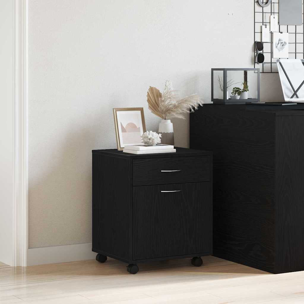 Rolling Cabinet 45 x 38 x 54 cm Engineered Wood Black Oak