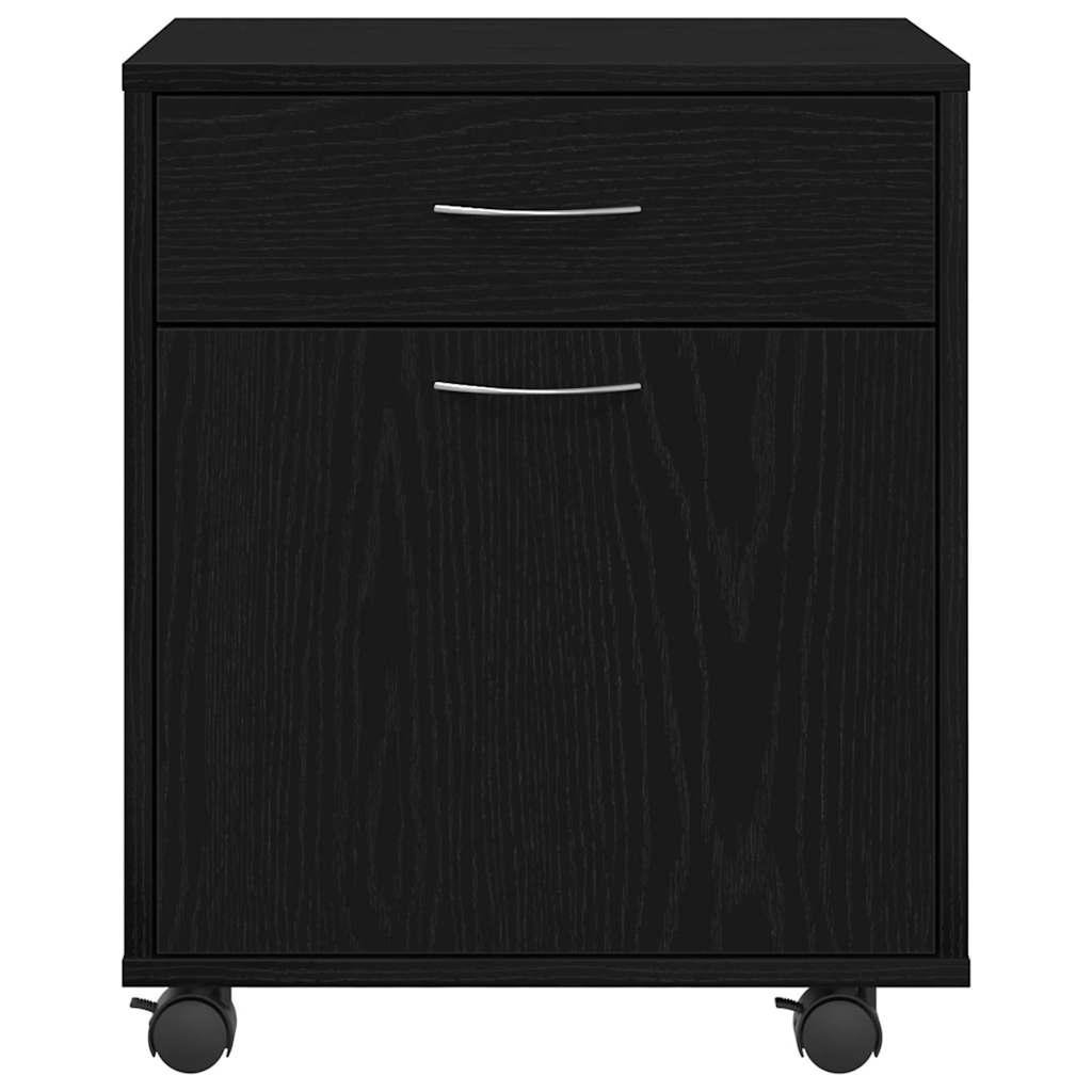 Rolling Cabinet 45 x 38 x 54 cm Engineered Wood Black Oak