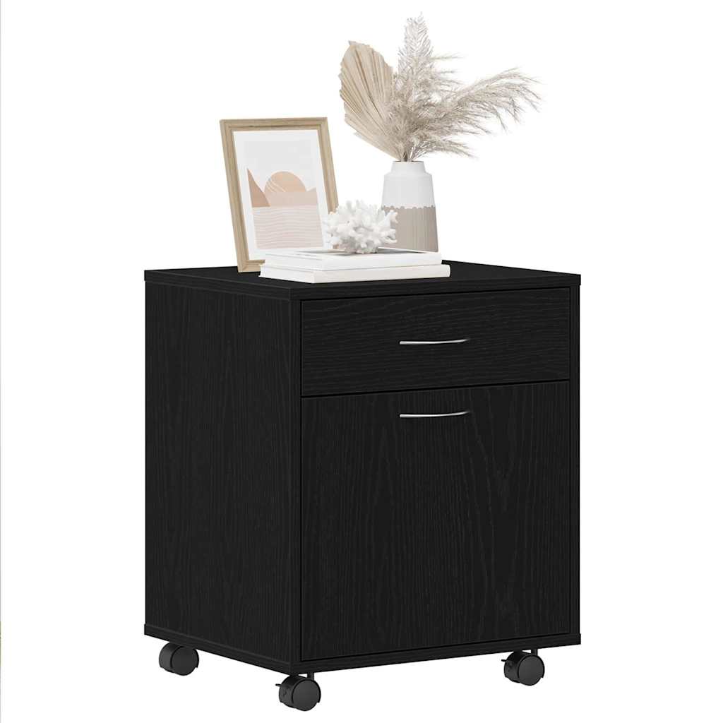 Rolling Cabinet 45 x 38 x 54 cm Engineered Wood Black Oak