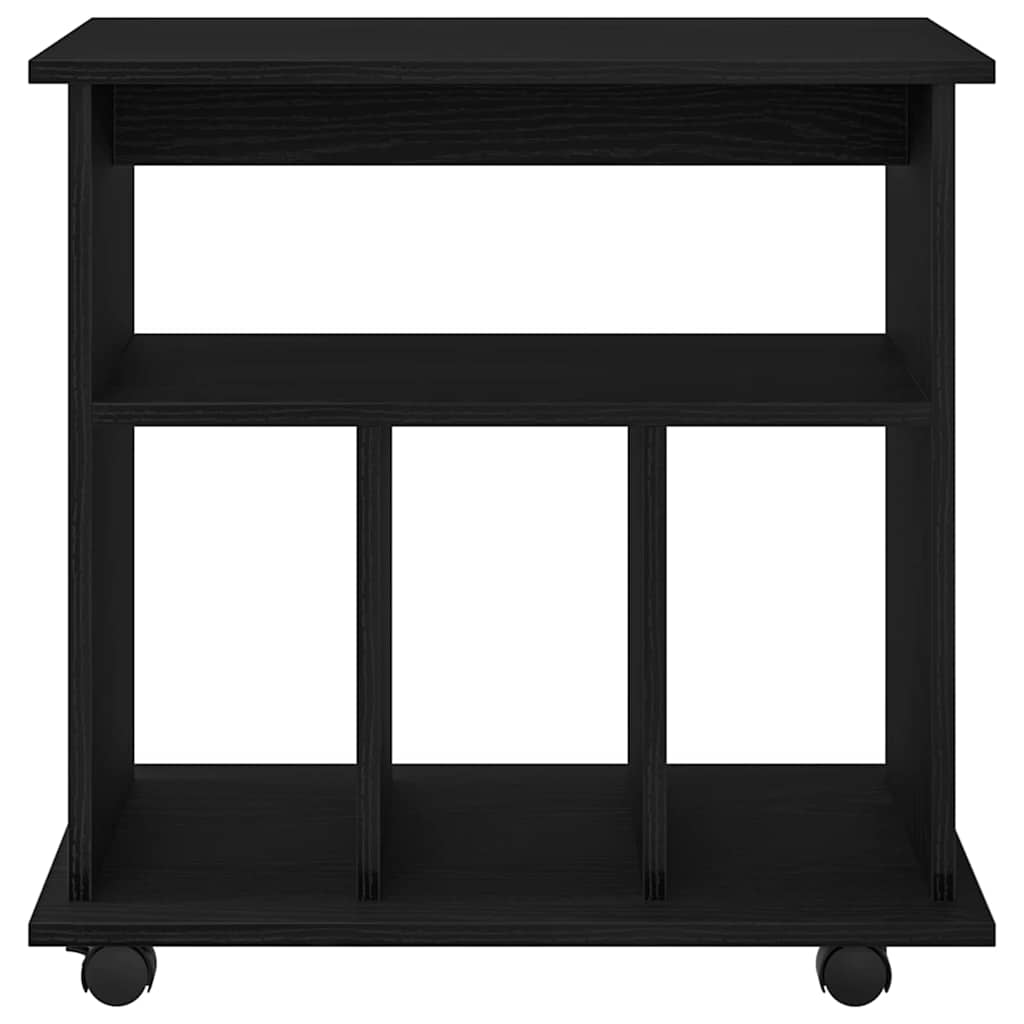 Rolling Cabinet Black Oak 60 x 45 x 55 cm Engineered Wood