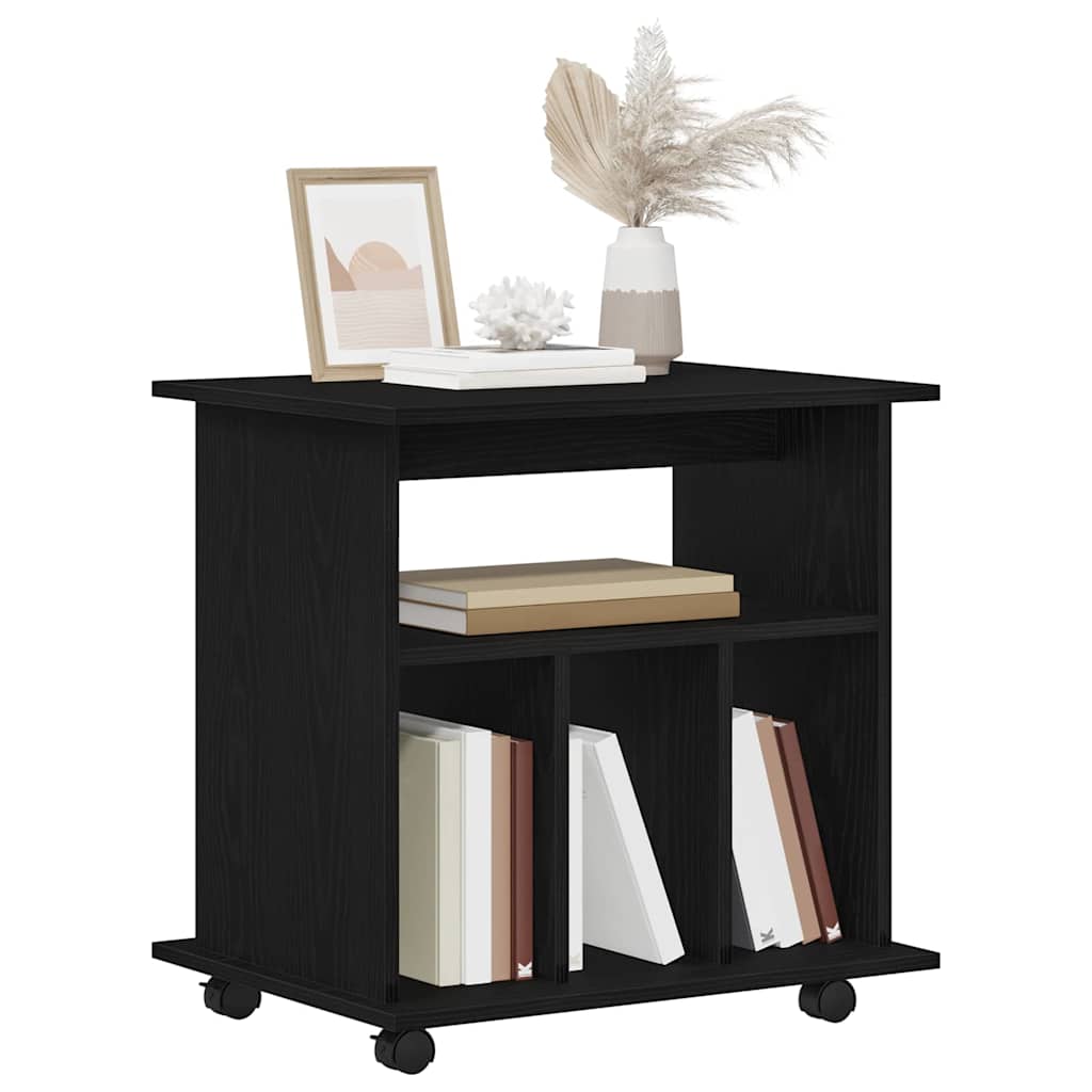 Rolling Cabinet Black Oak 60 x 45 x 55 cm Engineered Wood