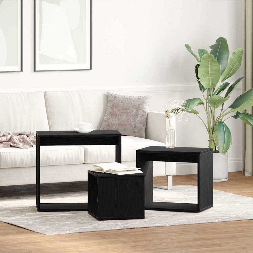 Nesting Table 3 pcs Black Oak 55 x 30 x 50 cm Engineered Wood